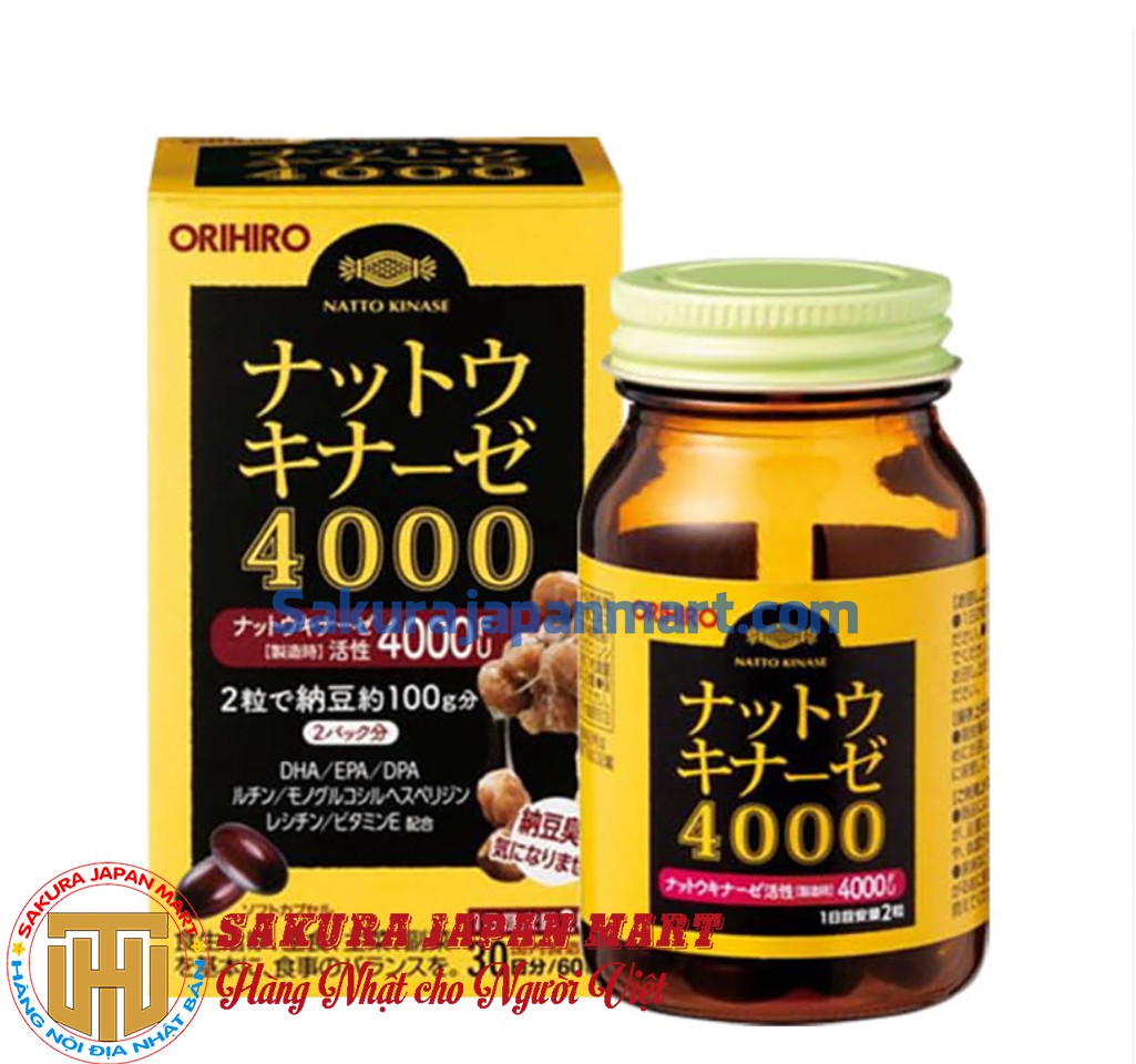 Viên uống phòng ngừa đột quỵ, tai biến Orihiro Nattokinase 4000FU